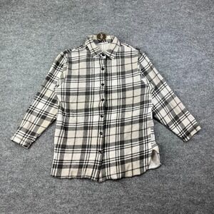 Directives Rib‎ Shirt Women's Black Ivory Plaid Long Sleeve Classic Button Top